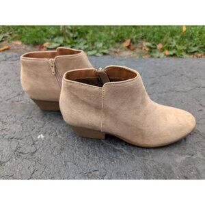Soda Womens Western Mug Natural Ankle Bootie 8.5 Chunky Block Stacked Heel Suede